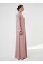 Geometric Panelled Design Pink Abaya with Plain Chiffon Headscarf - 4