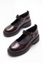 Women's Brown Patent Leather Buckle Mary Jane Loafer Moccasin Ballerina Casual Shoes 981