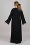 V-Neck Black Nida Embroidered Open Abaya - 4
