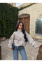 Beige Lora Plaid Bomber Jacket - 2