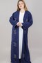 Navy Cey Fabric Embroidered Open Abaya