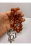 13.5/14.3 mm Ottoman Simulated Burnished Stick Crimped Amber Prayer Beads - 2