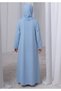 Sky Blue Kids Abaya with Matching Hijab for Girls Korean Nida Fabric Modest Islamic Dress 9 Colors - 4