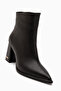 Leah Black Leather Removable Heel 2-in-1 Heeled Women's Boots & Boots with Heels - 3