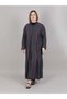 V-Neck Grey Harir Maqsood Open Abaya