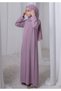 Mauve Kids Abaya with Matching Hijab for Girls Korean Nida Fabric Modest Islamic Dress 9 Colors - 2