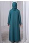 Teal Green Kids Abaya with Matching Hijab for Girls Korean Nida Fabric Modest Islamic Dress 9 - 4