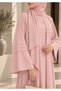 Pink Nida Abaya with Layered Front & Signature Pleated Details - 3