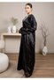 Front Open Black Jacquard Abaya - 2