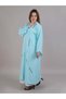 Turquoise V-Neck Open Abaya With Black Embroidery - 2