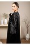Front Open Black Jacquard Abaya - 3