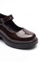 Women's Brown Patent Leather Buckle Mary Jane Loafer Moccasin Ballerina Casual Shoes 981 - 5