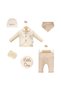 Newborn Hospital Release Cream Beige Striped 5-Piece Set Little One Embroidered - 7