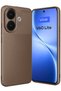 غطاء كربوني متوافق مع هاتف Vivo V60 Lite مع خاصية التركيز التلقائي - بني