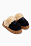 Mariza Navy Blue Plush Knitwear Women's Slippers with Fur Inside and Thick Soles - 3