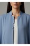 Signature Korean Nida Dusty Blue Open Abaya Minimalist High-Neck Design - 3