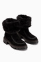 Avril Genuine Leather Black Suede Fur Women's Long Boots - 4
