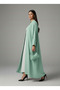 Signature Korean Nida Sage Green Open Abaya Minimalist High-Neck Design - 2