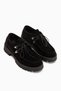 Trudy Black Suede Lace-Up Thick Sole Women's Loafer - 3