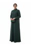 Geometric Panelled Design Green Abaya with Plain Chiffon Headscarf - 2