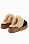 Mariza Navy Blue Plush Knitwear Women's Slippers with Fur Inside and Thick Soles - 5