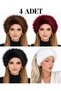 Pack of 4 Fur Elastic Bandanas (White-Black-Burgundy-Brown) - 2