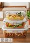 Set of 3 Heat-Resistant Borosilicate Glass Storage Containers - Oven and Microwave Container with Leak-Proof Locking Lids