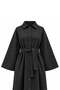 Long Gabardine Trench Coat Black - 3