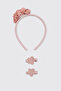 Girl's Leather Flower Detailed Pink Crown Buckle Set - 2