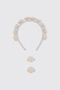 Baby Girl Flower Detailed White Crown Buckle Set - 2