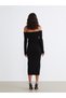LCW Vision Black Knit Straight Super Skinny & Extra-Tight Boat Neck Long Dress—The ALITA CITY Difference - 4