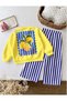 Girls' Yellow Lemon Printed Striped Set - 3