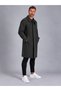Men's Anthracite Gray Wool Blend Double-Breasted Long Oversize/Comfort Fit Cashmere Coat - 3