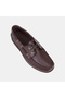 Men's Brown Leather Boat Shoes with Lace Detail - 6