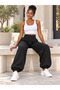 Women's Modal Fabric High Waist Loose Cut Elastic Leg Pants with Pockets - 6