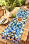 Yellow Blue Tile Patterned Runner / Tablecloth / Placemat