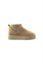 Mayge Beige Suede Fur Lined Thick Sole Ankle Boots - 6