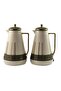 2-Piece Tea & Coffee Flask Set, 1L + 1L, White, Grey & Gold - 3