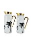 2-Piece Thermal Flask Set, 0.75L & 1L, White / Black / Gold - 3