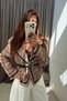 Belted Tweed Jacket Brown - 4