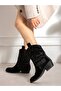 Bruen Black Stone Detailed Heeled Women's Boots - 4