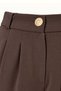 Gold Button Detail Elastic Waist Brown Palazzo Trousers - 5