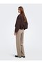 Onlpoptrash Women's Mid Waist Straight Fit Fabric Trousers Taupe Gray Mink Gray - 2