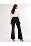 Women's Black High Waist Spanish Flare Pants with Pockets - 2