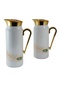 2-Piece Thermal Flask Set, 0.75L & 1L, White / Gold