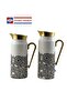 2-Piece Thermal Flask Set, 0.75L & 1L, White / Black / Gold