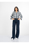 Women's Winter Blue Livia Sequin Stone Printed Plaid Pattern Lumberjack Shirt 3034 - 2