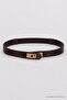 Interlocking Gold Buckle Elastic Faux Leather Belt Lkm0017 Brown