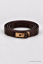 Interlocking Gold Buckle Elastic Faux Leather Belt Lkm0017 Brown - 4