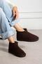 Lora Brown Suede Short Boots with Fur Inside and Thin Sole